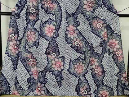 平和屋着物∴極上　夏物　浴衣　有松鳴海絞り　草花文　綿　ロング丈　逸品　未使用　DZAB9957kh6