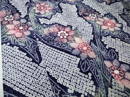 平和屋着物∴極上　夏物　浴衣　有松鳴海絞り　草花文　綿　ロング丈　逸品　未使用　DZAB9957kh6