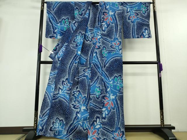 平和屋着物∴極上　夏物　浴衣　有松鳴海絞り　枝花文　綿　逸品　未使用　DZAB9959kh6