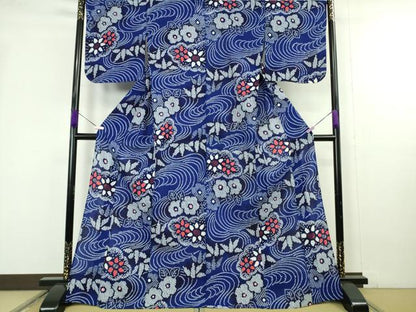平和屋着物∴極上　夏物　浴衣　有松鳴海絞り　流水笹花文　綿　逸品　未使用　DZAB9960kh6