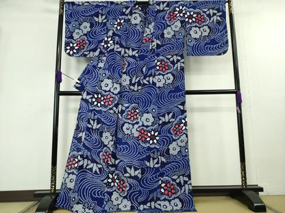 平和屋着物∴極上　夏物　浴衣　有松鳴海絞り　流水笹花文　綿　逸品　未使用　DZAB9960kh6