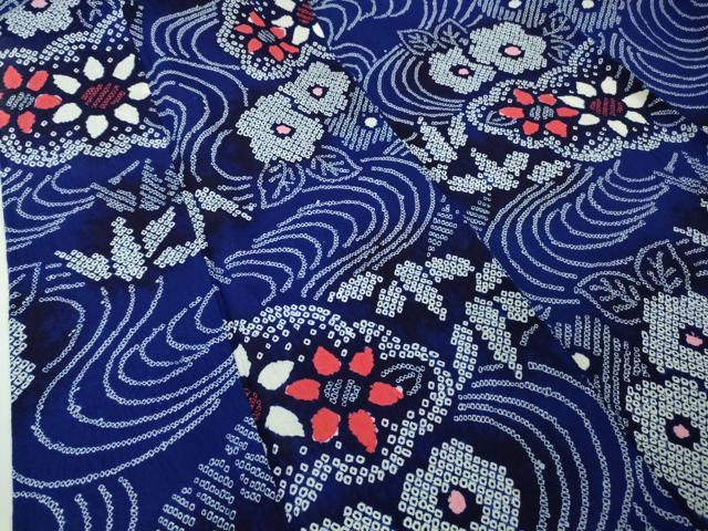 平和屋着物∴極上　夏物　浴衣　有松鳴海絞り　流水笹花文　綿　逸品　未使用　DZAB9960kh6