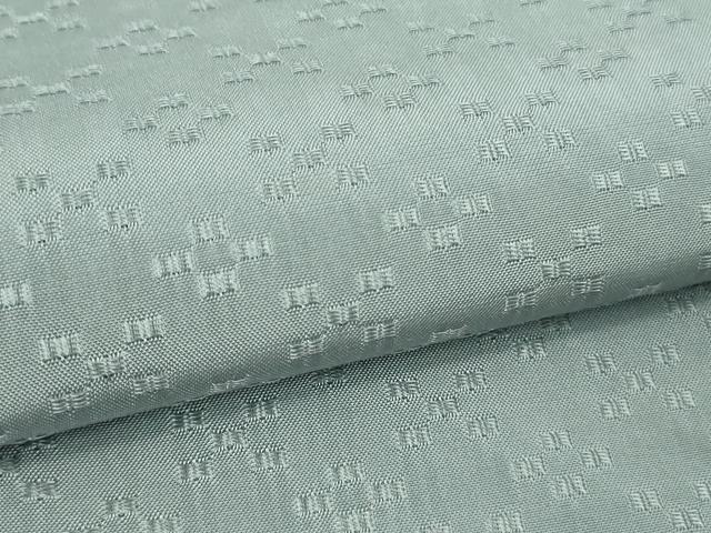 平和屋本店▽極上　本場琉球 南風原花織　手織　紬　単衣　知念幸徳作　手おり　パウダーブルー色地　証紙付き　逸品　未使用　DZAB9969kh6