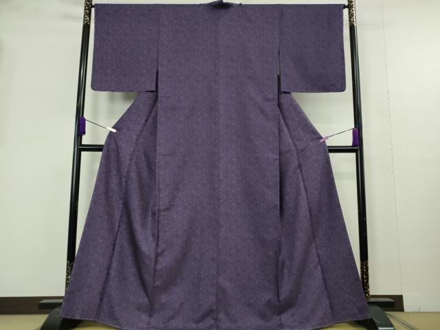 平和屋本店●極上　紋屋井関　御寮織　お召　背抜き仕立て　桐笹鳳凰　深紫色地　反端付き　逸品　未使用　DZAB9971kh6