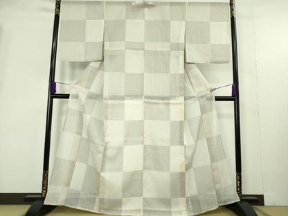 平和屋着物＊極上　夏物　結城紬　夏結城　100亀甲　市松文様　逸品　DZAB9974kh6