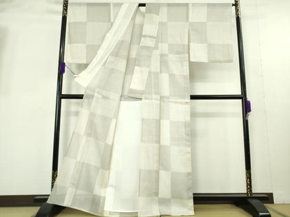 平和屋着物＊極上　夏物　結城紬　夏結城　100亀甲　市松文様　逸品　DZAB9974kh6
