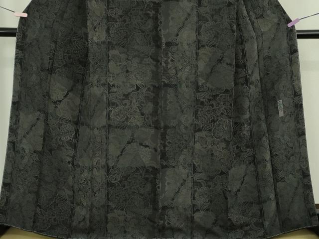 平和屋本店●極上　前田仁仙　仁仙更紗　小紋　仁仙花布　更紗花文　鬼しぼ縮緬　反端付き　逸品　未使用　DZAB9976kh6
