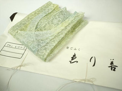 平和屋着物∞極上 道行コート オーガンジー スリーシーズン 塵除け ロング丈 刺繍 レース ゑり善扱い たとう紙付き 逸品 未使用DZAB9979kh6