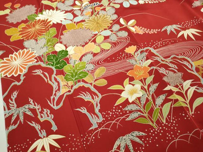 平和屋本店●極上　創業460年・千總　振袖　駒刺繍　吉祥花文　金彩　高島屋扱い　逸品　DZAB9987kh6