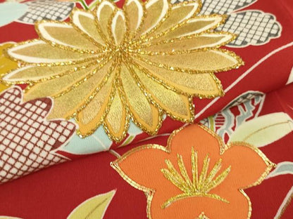 平和屋本店●極上　創業460年・千總　振袖　駒刺繍　吉祥花文　金彩　高島屋扱い　逸品　DZAB9987kh6