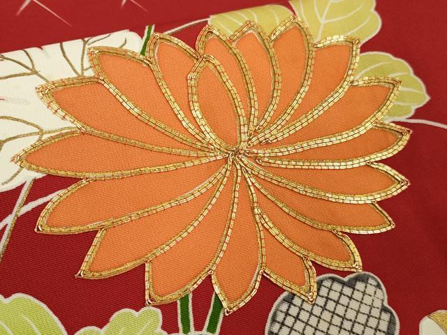 平和屋本店●極上　創業460年・千總　振袖　駒刺繍　吉祥花文　金彩　高島屋扱い　逸品　DZAB9987kh6