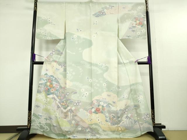 平和屋着物＊極上　夏物　訪問着　絽　駒刺繍　桃山　吉祥花文　暈し染め　逸品　DZAC0004kh6