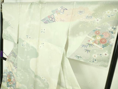 平和屋着物＊極上　夏物　訪問着　絽　駒刺繍　桃山　吉祥花文　暈し染め　逸品　DZAC0004kh6