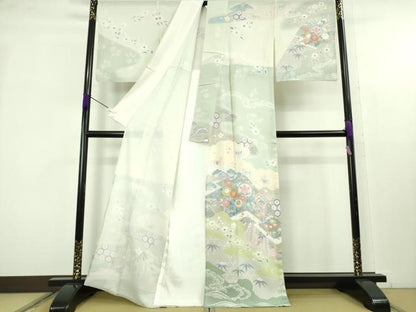 平和屋着物＊極上　夏物　訪問着　絽　駒刺繍　桃山　吉祥花文　暈し染め　逸品　DZAC0004kh6