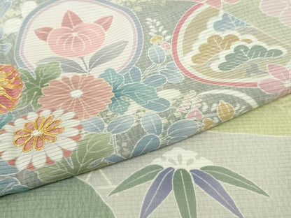 平和屋着物＊極上　夏物　訪問着　絽　駒刺繍　桃山　吉祥花文　暈し染め　逸品　DZAC0004kh6