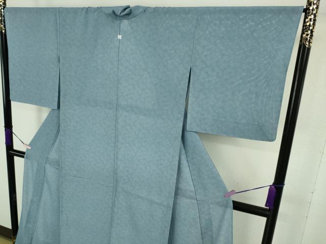 平和屋本店＊極上　夏物　人間国宝　小宮康孝　江戸小紋　絽　両面染　舞菊文　勿忘草色×白　逸品　DZAC0007kh6