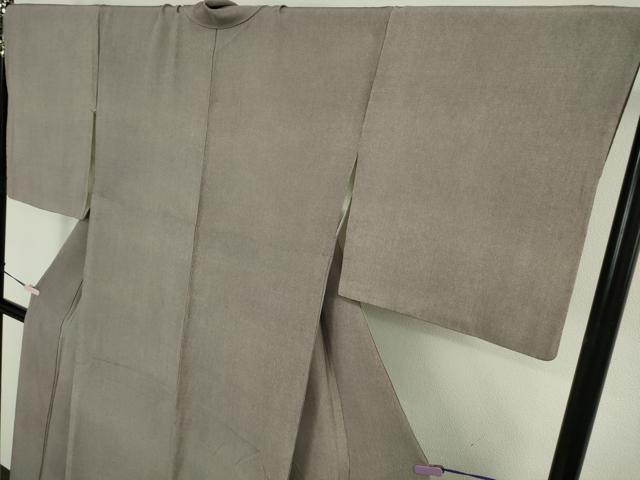 平和屋本店●極上　小紋師　藍田正雄　江戸小紋　毛万筋　紅消鼠色×薄色　鬼しぼ縮緬　逸品　DZAC0010kh6