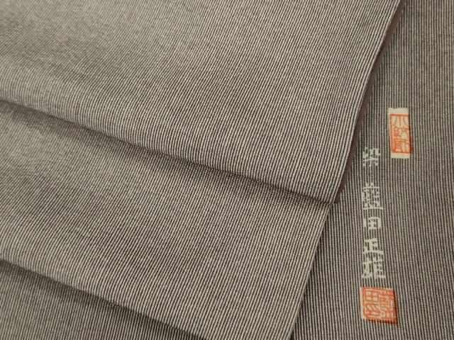 平和屋本店●極上　小紋師　藍田正雄　江戸小紋　毛万筋　紅消鼠色×薄色　鬼しぼ縮緬　逸品　DZAC0010kh6