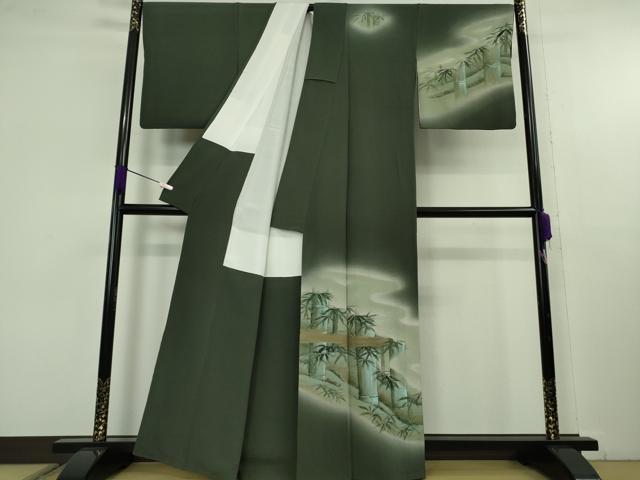 平和屋本店●希少　訪問着　笹竹に虎　手描き　仙斉茶色地　暈し染め　金彩　逸品　DZAC0022kh6
