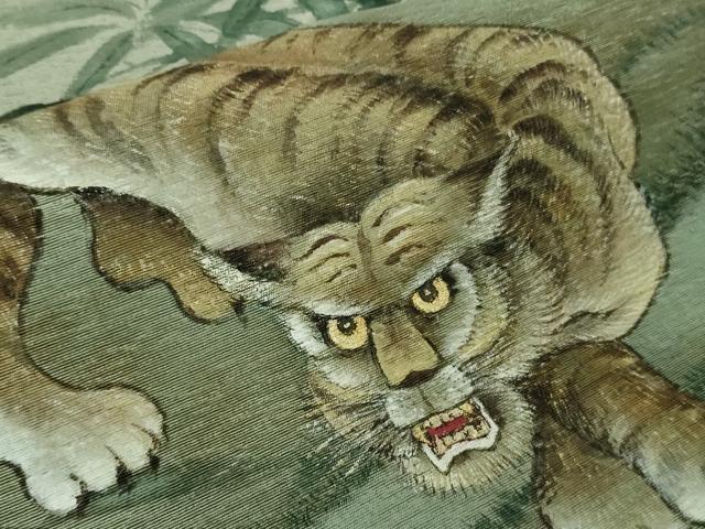 平和屋本店●希少　訪問着　笹竹に虎　手描き　仙斉茶色地　暈し染め　金彩　逸品　DZAC0022kh6