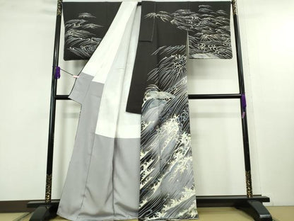 平和屋本店●極上　十日町友禅作家　林静穂　訪問着　立波　波飛沫　鬼しぼ縮緬　逸品　未使用　DZAC0028kh6