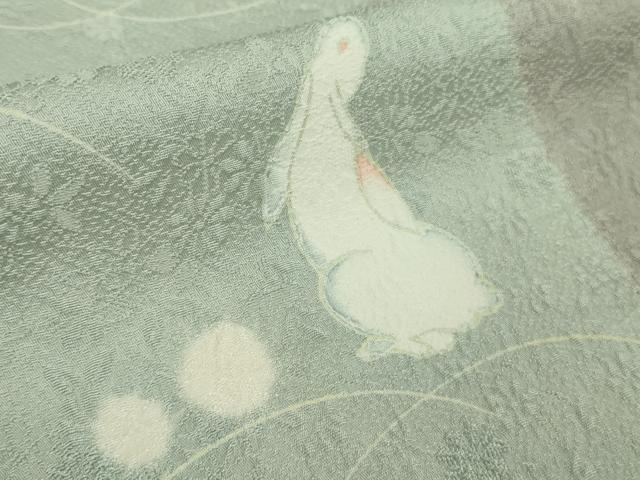 平和屋着物●極上　小紋　兎　うさぎ　露芝　逸品　DZAC0030kh6