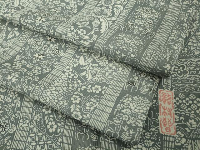 平和屋本店●極上　龍村晋謹製　小紋　型染　名物裂間道　逸品　DZAC0033kh6