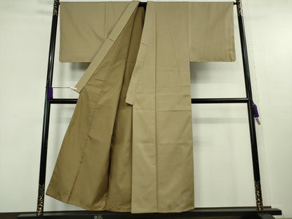 平和屋本店●極上　男性　お召　色無地　空五倍子色　逸品　未使用　DZAC0048kh6