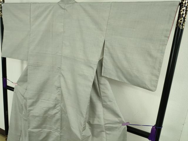 平和屋着物●極上　紅花紬　米沢　新田秀次　薄雲鼠色　逸品　DZAC0060kh6