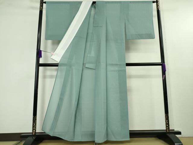 平和屋本店＊極上　夏物　東郷織物謹製　本場大島紬　夏大島　手織絣　みじん格子　青竹色　正絹　証紙付き　逸品　DZAC0067kh6