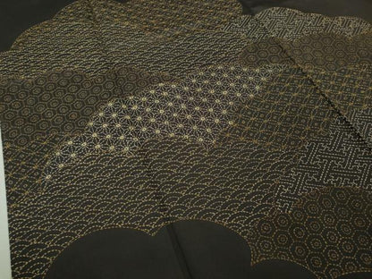 平和屋着物●極上　本場大島紬　訪問着　刺し子　総刺繍　雲取り名物裂　檳榔子染色地　逸品　DZAC0068kh6