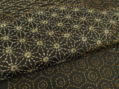 平和屋着物●極上　本場大島紬　訪問着　刺し子　総刺繍　雲取り名物裂　檳榔子染色地　逸品　DZAC0068kh6