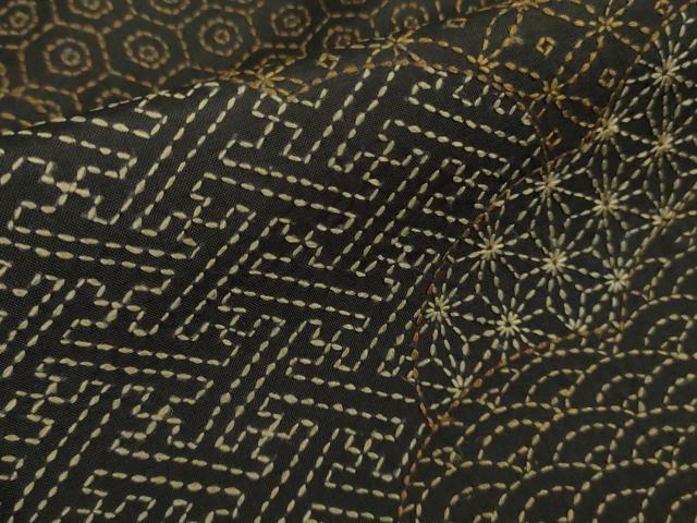 平和屋着物●極上　本場大島紬　訪問着　刺し子　総刺繍　雲取り名物裂　檳榔子染色地　逸品　DZAC0068kh6