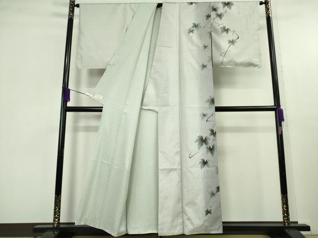 平和屋着物●極上　本加賀友禅作家　鬼島武司　本場染大島紬　訪問着　蔦の葉文　やまと金ラベル　逸品　DZAC0073kh6
