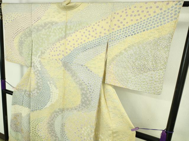 平和屋着物●極上　中国三大刺繍　相良刺繍　訪問着　朧染め　重ね絞り　流水花文　暈し染め　金糸　銀通し地　逸品　DZAC0095kh6