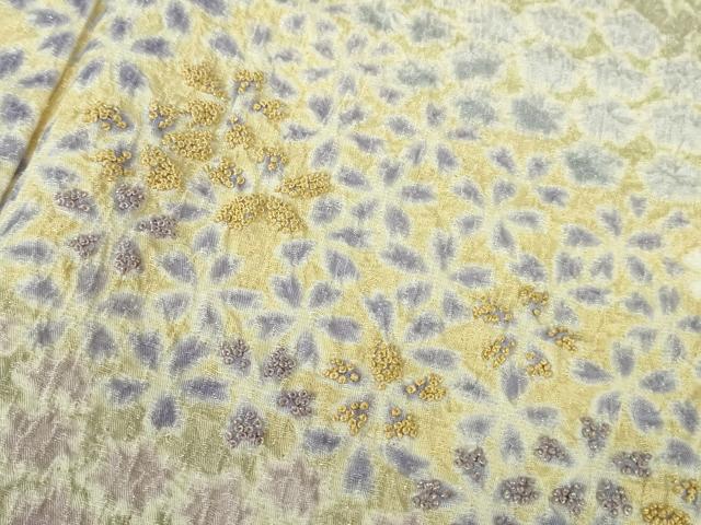 平和屋着物●極上　中国三大刺繍　相良刺繍　訪問着　朧染め　重ね絞り　流水花文　暈し染め　金糸　銀通し地　逸品　DZAC0095kh6