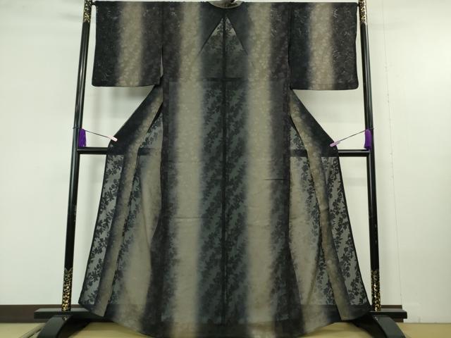 平和屋着物＊極上　夏物　小紋　草花紋紗　暈し染め　間道　逸品　DZAC0097kh6