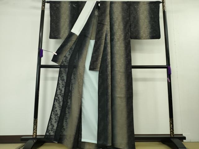 平和屋着物＊極上　夏物　小紋　草花紋紗　暈し染め　間道　逸品　DZAC0097kh6