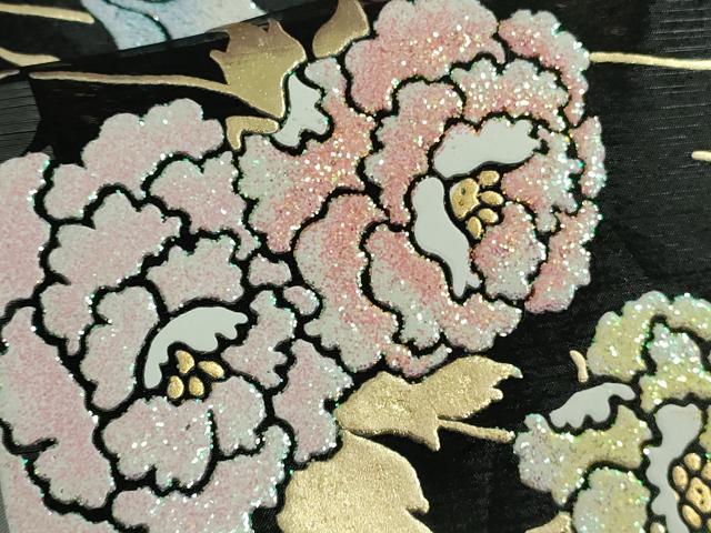 平和屋本店＊極上 夏物 お引きずり・お引き摺り・引き振袖 和装 結婚式 舞妓 芸妓 芸者 衣装 オーガンジー ラメ 黒地 金彩 逸品DZAC0100kh6
