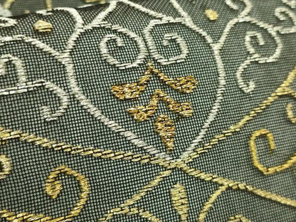 平和屋着物＊極上　夏物　六通柄袋帯　唐織　洋花文　黒地　金銀糸　逸品　DZAC0122kh6