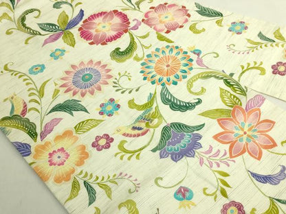 平和屋本店＊極上　夏物　九寸名古屋帯　花鳥唐草　麻　やまと誂製　逸品　DZAC0130kh6