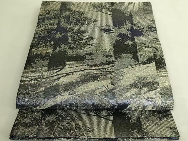 平和屋本店●極上　織の宝石・ダイヤモンドカット　佐波理綴　両面　六通柄袋帯　樹影美定　金銀糸　逸品　DZAC0137kh6