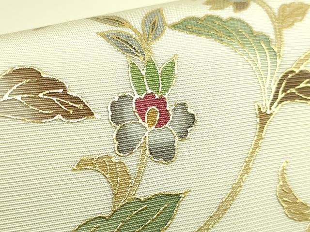 平和屋本店●極上　岡重謹製　OKAJIMA　九寸名古屋帯　更紗花文　金彩　逸品　DZAC0142kh6
