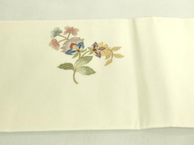 平和屋本店●極上　岡重謹製　OKAJIMA　九寸名古屋帯　更紗花文　金彩　逸品　DZAC0142kh6