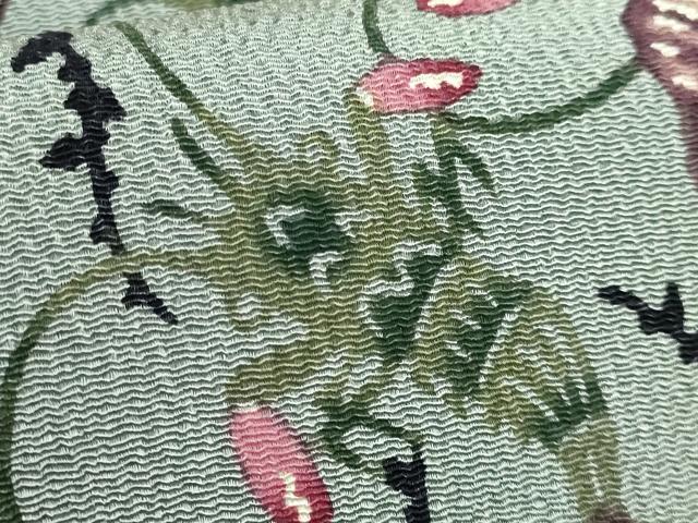 平和屋本店●最高級　城間栄順　本場琉球紅型　九寸名古屋帯　花籠に海老　豆がら茶色地　鬼しぼ縮緬　逸品　DZAC0150kh6