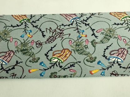 平和屋本店●最高級　城間栄順　本場琉球紅型　九寸名古屋帯　花籠に海老　豆がら茶色地　鬼しぼ縮緬　逸品　DZAC0150kh6