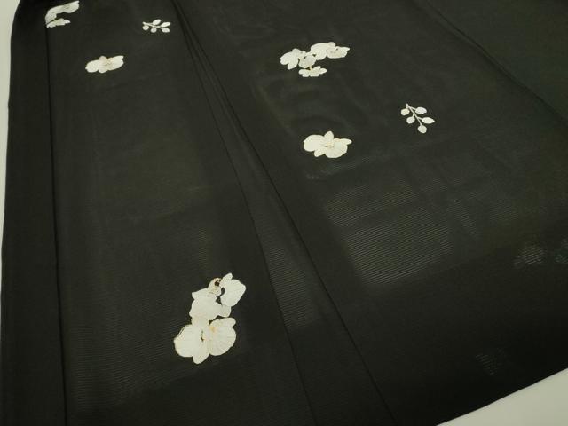 平和屋本店∞極上　長羽織　スリーシーズン　春夏秋　塵除け　総刺繍　絽　胡蝶蘭　黒地　金糸　逸品　DZAC0163kh6
