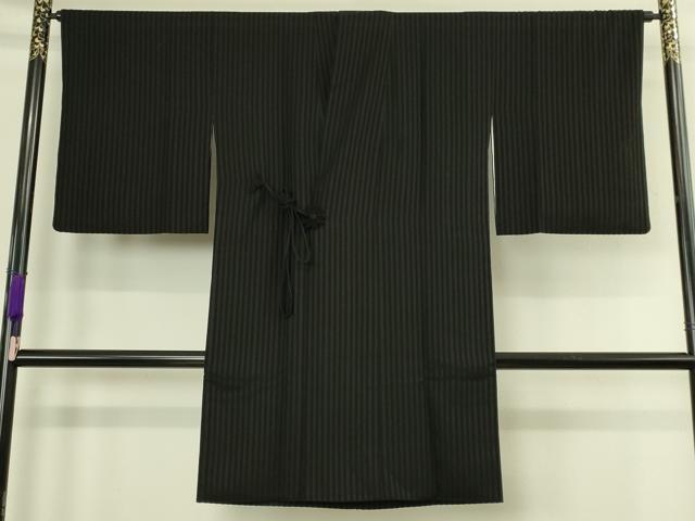 平和屋本店∞極上　京都祇園の老舗　ぎをん齋藤　道中着　ロング丈　ビロード　間道　黒地　たとう紙付き　逸品　DZAC0168kh6
