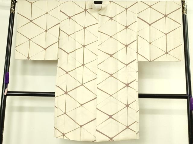 平和屋本店∞極上　長羽織　板締め絞　網目文　羽織紐付き　逸品　DZAC0170kh6