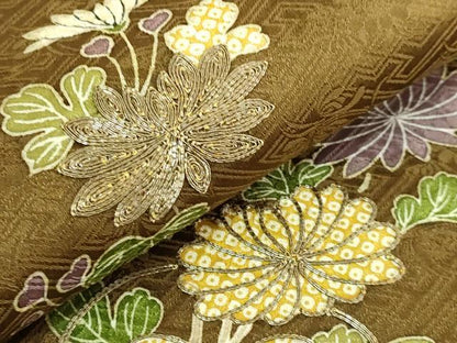 平和屋本店●極上　京都祇園の老舗　ぎをん齋藤　つけ帯　駒刺繍　花束文　金糸　逸品　DZAC0184kh6